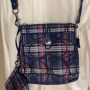 Coach Poppy Tartan Plaid Handbag Swingpack and Wristlet - Etsy