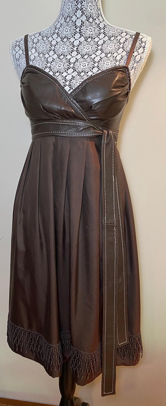 knee length dresses for ladies Strapless Women Faux Leather Mini Dress 2XL / Brown