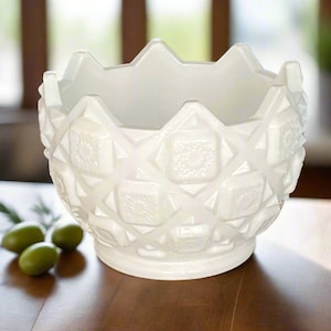 Westmoreland Old Quilt Milk Glass Candy Dish Bowl