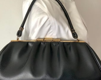 Vintage Black Leather Classic Handbag