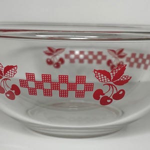 Pyrex Cherry Design 8 Inch Glass Nesting Mixing Bowl