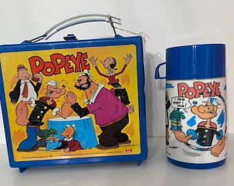 Metal Lunch Box, Vintage Popeye 1964 Lunch Box and Thermos