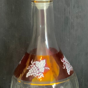 Vintage Ruby Red and Gold Leaf Decanter