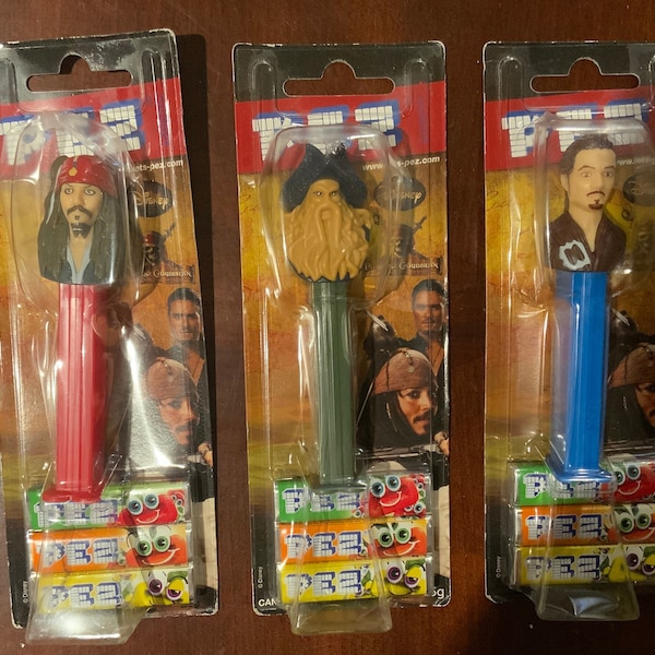 Pirates of the Caribbean Pez Dispensers New on Cards lot of 3 Jack Sparrow Davy Jones Will Turner