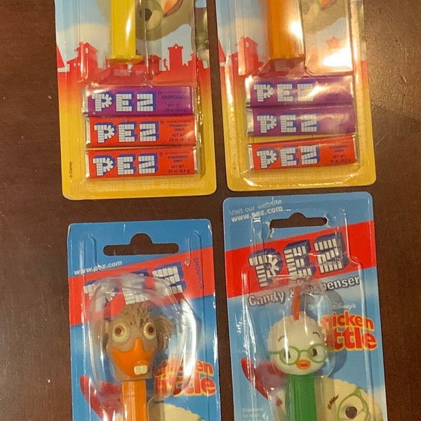 Vintage Chicken Little Pez Dispensers New on Cards lot of 4