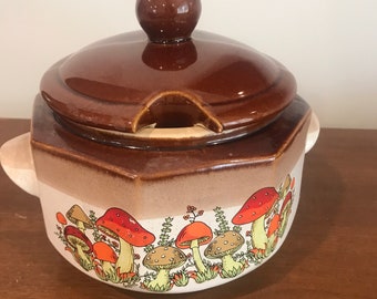 Vintage Mushroom Pattern Soup Tureen