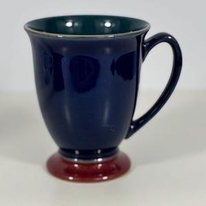 Denby Harlequin Blue Footed Pedestal Mugs
