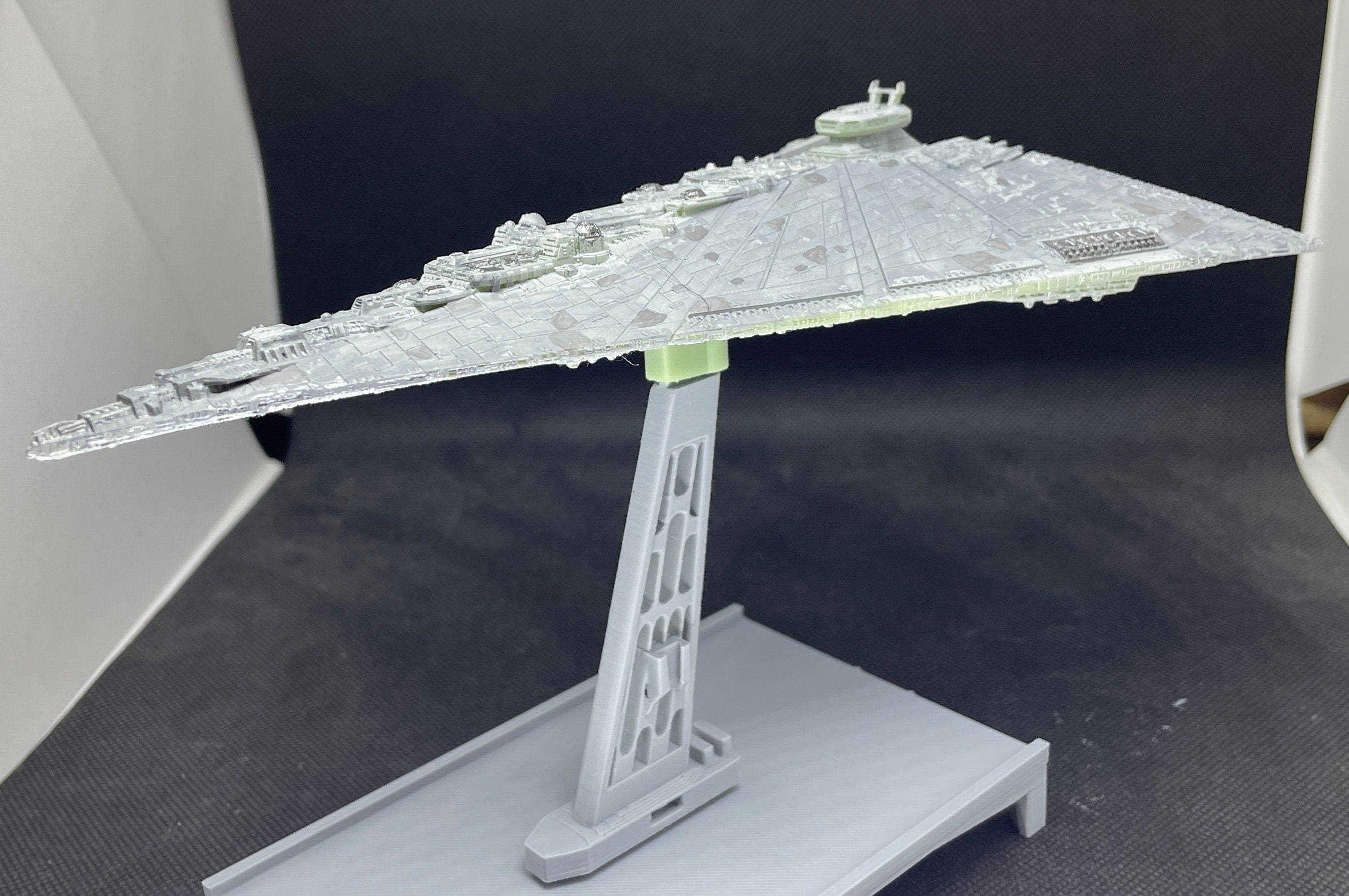Space warship corvette star wars style yellow and silver hull exploring the galaxies