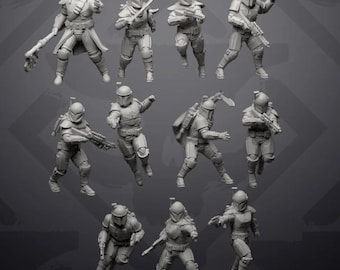 Mandalorian Wardens of Clan Korrin (11): 35mm Resin Miniatures for Star Wars Legion