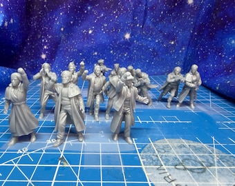 Gendron Front and Gendron Angry Civilians (13) for Star Wars Legion, Grimdark Future or other games 35mm