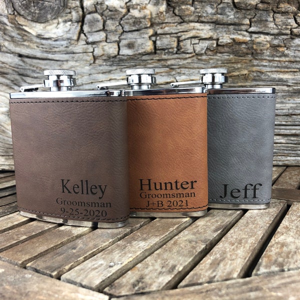 Personalized Leather Flask 6oz, Flasks, Leather Flasks, Groomsmen Gifts, Birthday Gifts,Anniversary Gifts,Wedding Gifts,Father's Day Gift