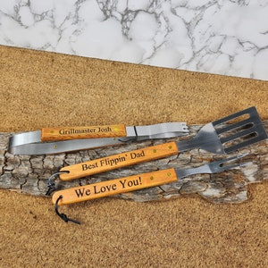 Personalized BBQ, Grill Tool Set, BBQ Set, bbq tools, Custom Grill Gift Set, Father&#39;s Day Gift, Gift For Dad, Barbeque Set, Grilling Tool