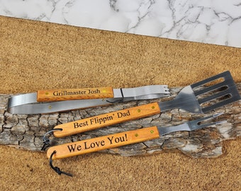 Personalized BBQ, Grill Tool Set, BBQ Set, bbq tools, Custom Grill Gift Set, Father's Day Gift, Gift For Dad, Barbeque Set, Grilling Tool