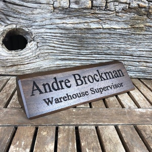 Desk Name Plate, Custom Name wedge, Personalized Wood Desk Name, Customized Walnut Desk, Executive Desk Wedge Plate, Office Title For Desk