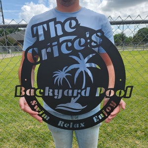 Personalized Family Pool Sign, Custom Family Pool Sign, Pool Signs, Custom Metal Signs, Patio Decor, Tiki Bar Decor, Spa, Oasis, Swimming