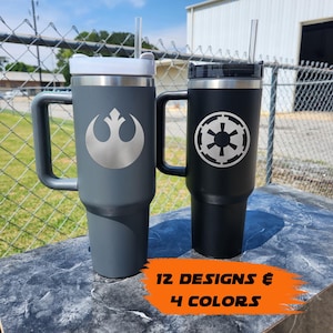 Engraved 40 oz Tumbler, SW Art on Tumbler, Engraved Tumbler, 40 ounce Tumbler With Straw, Tumbler with Handle, SW