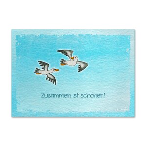 Postkarte "Zusammen ist schöner!", Möwen, Freundschaft, Liebe