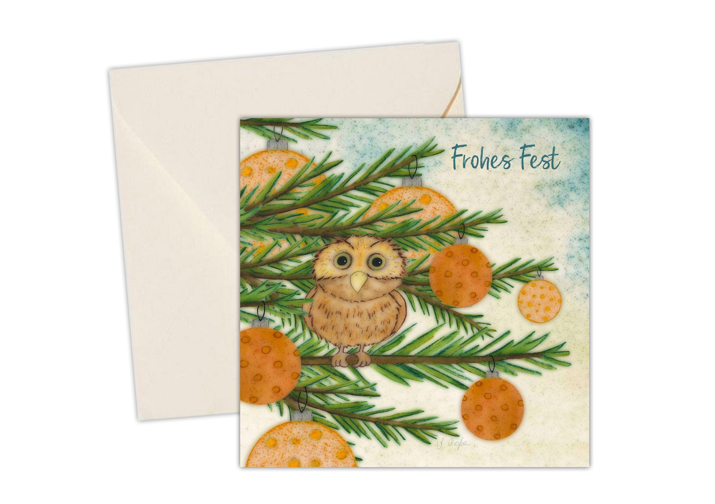 Weihnachtskarte Mit Eulenmotiv – 145 X 145 Mm, Aus Recyceltem Karton, Mit Umschlag – Festliche Grußkarte