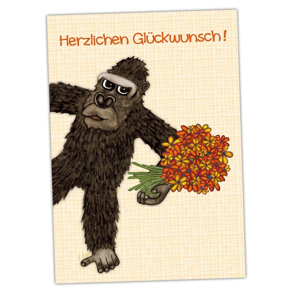 Postkarte "Herzlichen Glückwunsch!", Gorilla