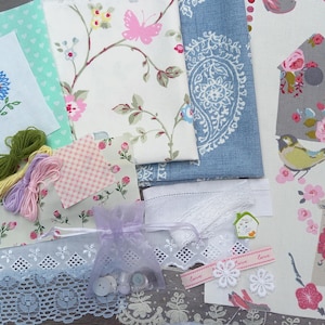Slow Stitch Fabric Kit: Sewing Gift with Lace, Trims & Embellishments