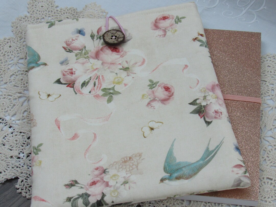 Romantic Fabric Padded Book Cover and Rose Gold Lined Note Book ...