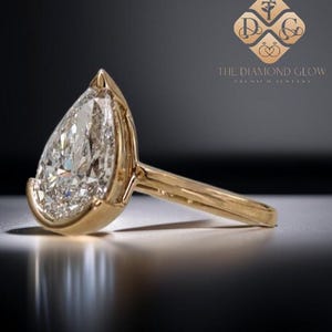 1 carat pear shape lab grown diamond ring / pear cut diamond solitaire engagement ring / igi certified d color vvs1 clarity / 14k solid gold