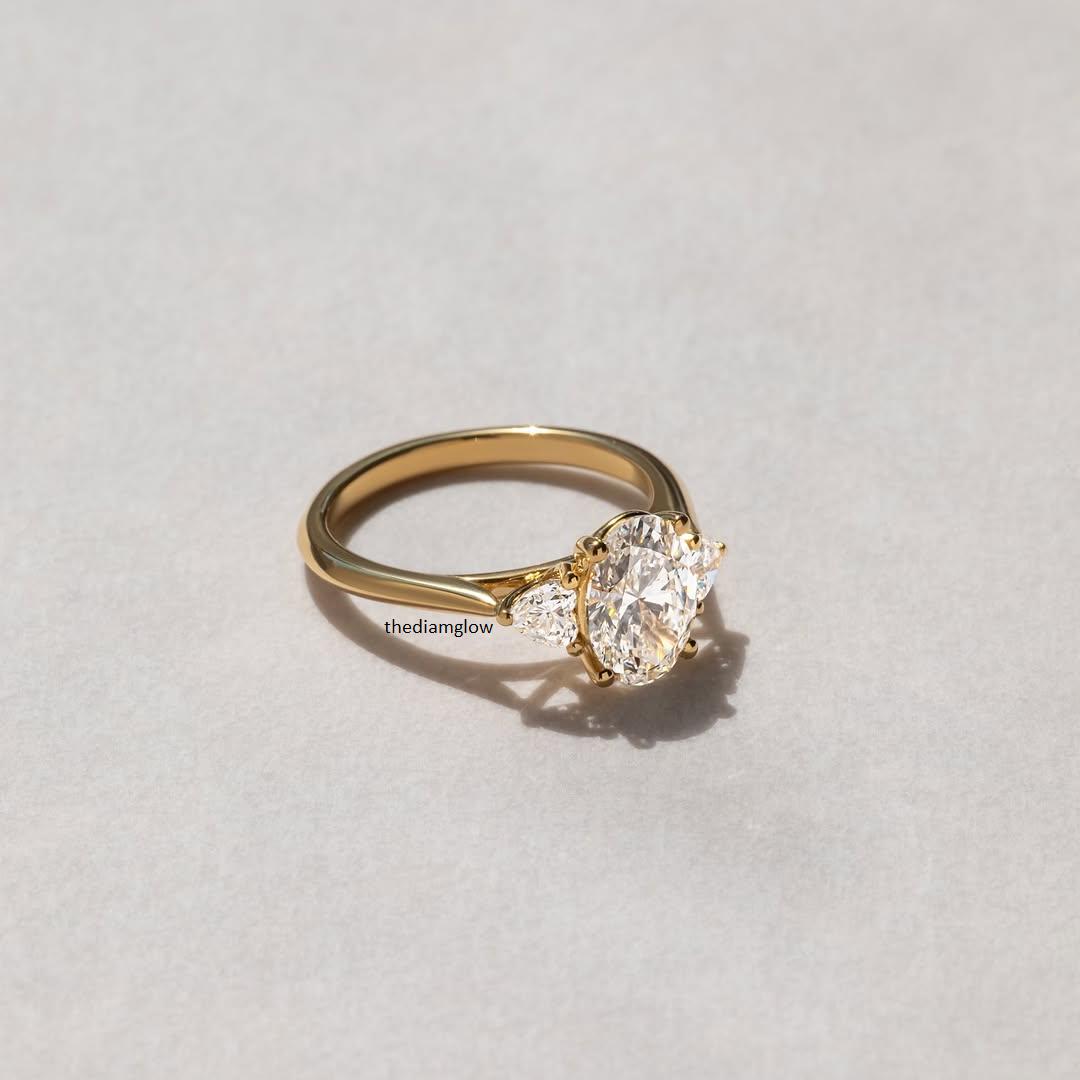 3ct Oval Cut Ring Moissanite Diamond Ring Engagem Ent Ring 14k Solid ...