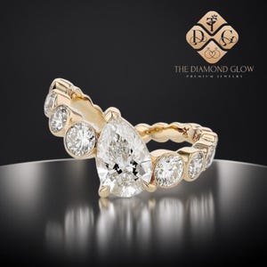2.00 carat pear shaped wedding ring / pear cut diamond solitaire engagement ring / diamond ring / 14k solid gold for weddings anniversaries