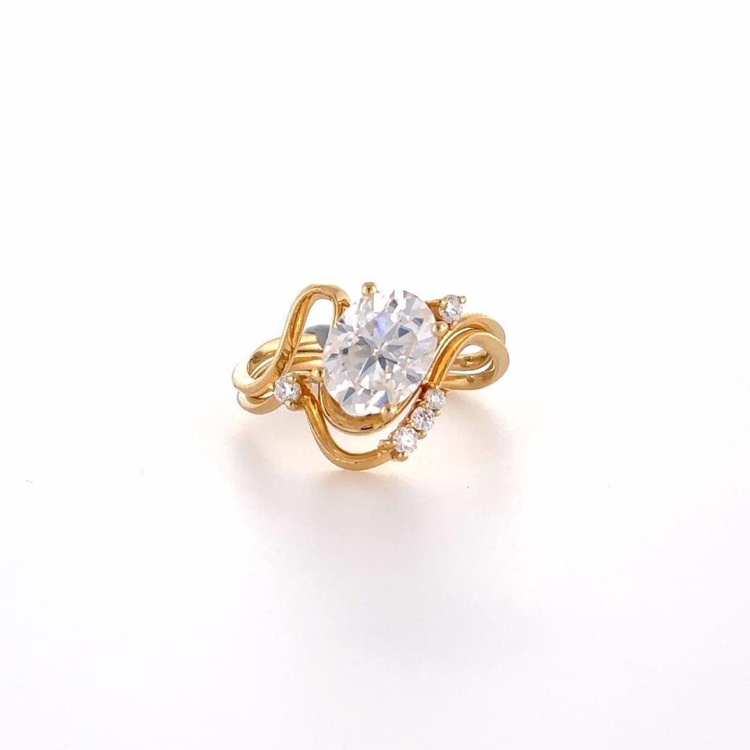 2 CT Oval Cut Moissanite Engagement Ring Set 14K Solid Gold Bridal Ring ...