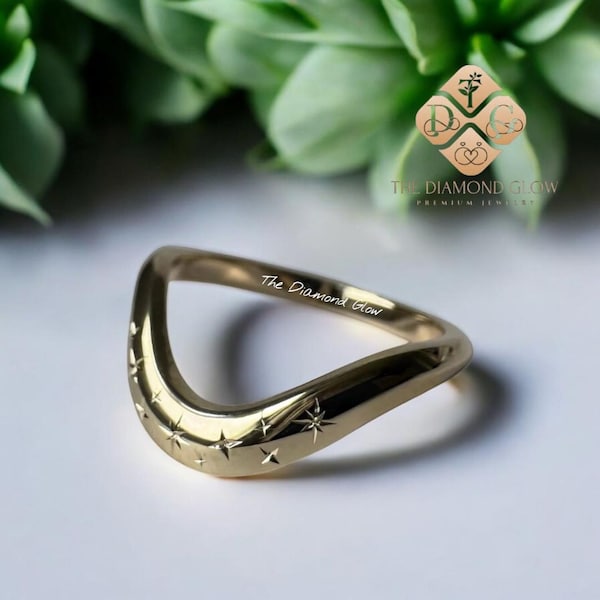 14k gebogenes Verlobungsring | Echtes Gold Ehering | 2,5 MM Geschwungener Ehering | 14k Gold Band | Konturband | Stapelring | Kurvenband US