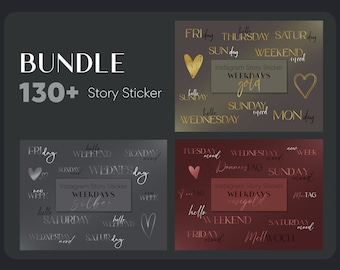 130+ Instagram Story Sticker | Weekdays • Roségold • Gold • Silber • Wochentage • Digital • PNG • Daily • Everyday • Storysticker • Bundle