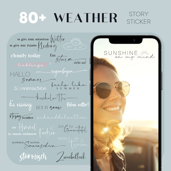 80+ Instagram Story Sticker | Weather • Seasons • Jahreszeiten • Wetter • Natur • Sunshine • Black • White • PNG • Insta • Sticker • Sun