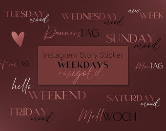 40+ Instagram Story Sticker | Weekdays • Roségold • Wochentage • Digital • PNG • Daily • Everyday • Storysticker