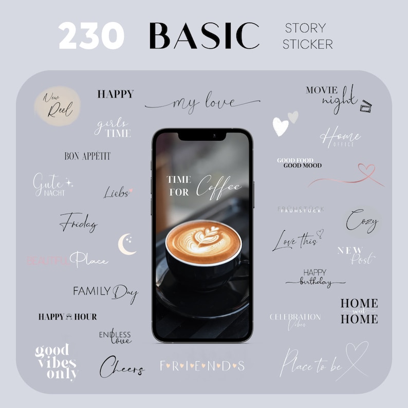 233 Instagram Story Stickers | Basic • Digital • PNG • Daily • Mixed ...