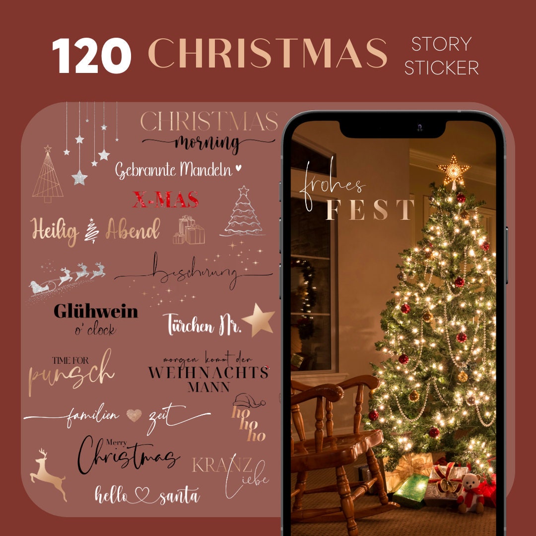 120 Instagram Story Stickers | Christmas • Winter • Cozy • Snow • Black ...