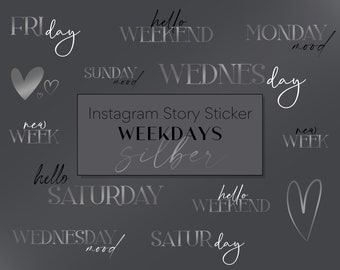 40+ Instagram Story Sticker | Weekdays • Silber • Wochentage • Digital • PNG • Daily • Everyday • Storysticker • Silver