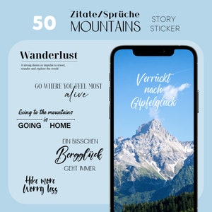 50 Instagram Story Stickers | Quotes • Sayings • Quotes • Mountains • Travel • Hiking • Digital • Storysticker • Hiking • Mountain Love • Vacation