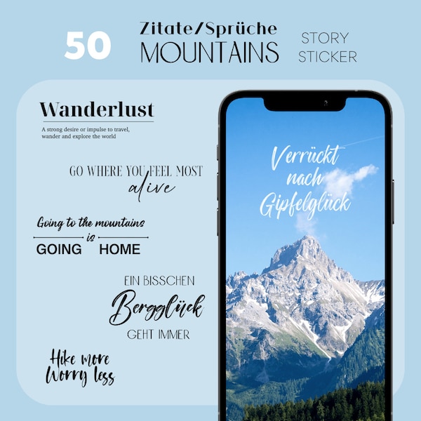 50  Instagram Story Sticker | Zitate • Sprüche • Quotes • Mountains • Travel • Wandern • Digital • Storysticker • Hiking • Bergliebe •Urlaub