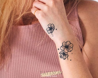 Cherry Blossoms Semi-permanent Tattoo | Flower Semi Tattoo| Flower Tattoo Ink | Temporary Tattoo | 42mm*71mm