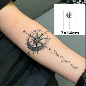 2Pcs Compass Semi-permanent Tattoo |  Half Sleeve Tattoo  | Temporary Tattoo ink | Tattoo Sticker | 120mm*110mm