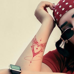 Sailor Moon Temporary Tattoo | Pink Tattoo Sticker | Tattoo Design | 6.9×10cm | 2.7×3.9inch