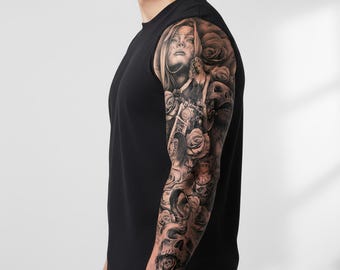 Jesus Rose Large Full Sleeves Temporary Tattoo | Tattoo Sticker 48×17cm