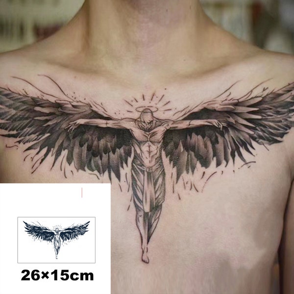 2Pcs Angel Wings Semi-permanent Tattoo |  Chest Sleeve Tattoo  | Temporary Tattoo ink | Tattoo Sticker | 250mm*150mm