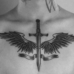 2Pcs Sword Wings Semi-permanent Tattoo | Back Sleeve Tattoo  | Temporary Tattoo ink | Tattoo Sticker | 160mm×270mm