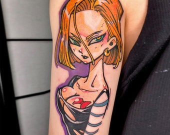 Tatuaje temporal de anime Darkness (juego de 9), tatuaje temporal de dibujos animados, tatuaje falso