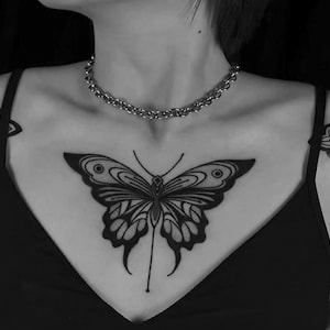 2Pcs Butterfly Semi-permanent Tattoo | Chest Henna Tattoo ink | Tattoo Sticker | 120mm×230mm