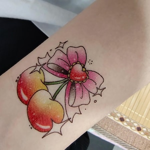 Kawaii Fruits Cartoon Temporary Tattoo(set of 30), Cute Temporary Tattoo, Fake Tattoo