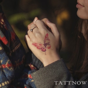 2Pcs Pink Butterfly Temporary Tattoo | Women Tattoo Sticker | Tattoo Design | 6.5cm×5.7cm | 2.6×2.2inch