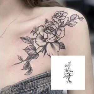 2Pcs Floral Semi-permanent Tattoo | Shoulder Henna Tattoo ink | Tattoo Sticker | 95mm×200mm
