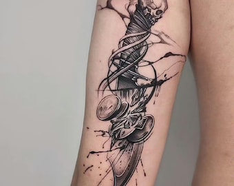 2Pcs Sharp Knife Semi-permanent Tattoo |  Temporary Tattoo | Tattoo Sticker Design